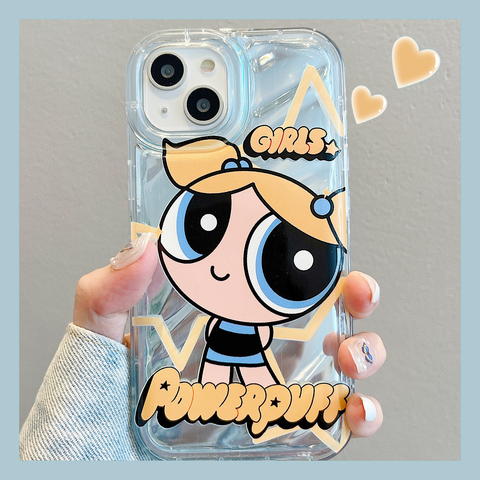 Funny Powerpuff Girls Bubbles Illustration With Stand, Hearts, Stripes & Pattern – Pro/Plus/Max/Air – 17, 16, 15, 14, 13, 12