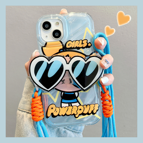 Funny Powerpuff Girls Bubbles Illustration With Stand, Hearts, Stripes & Pattern – Pro/Plus/Max/Air – 17, 16, 15, 14, 13, 12