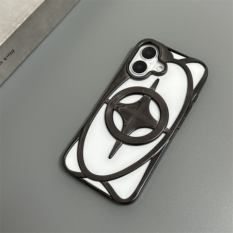 Art Deco Silver Star Hollow Cross Stitched MagSafe Phonev Plus/Pro/Max – 16, 15, 14, 13, 12 iPhone Case