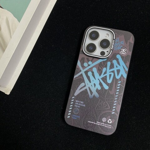 Stussy Graffiti Blue Black Silver iPhone Case