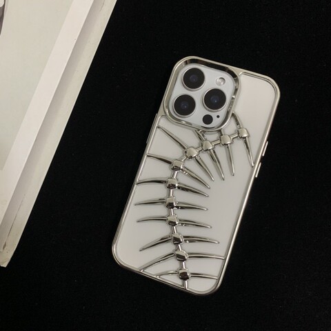 Hollow Punk Ribcage Black White Skeletal Illustration iPhone Case