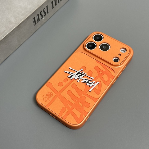 Stussy 17 – Textured Matte Orange With Embossed Logo Pro/Plus/Max/Air – 17, 16, 15, 14, 13 iPhone Case