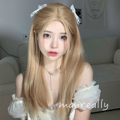 taobao agent The authentic hair female long hair, fashion eight -character golden face, cute full -headed female long -headed female master distributed new wigs in the middle