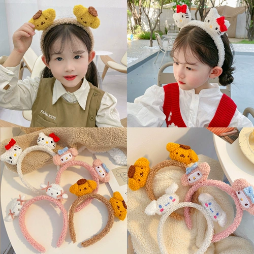 Детский мультяшный ободок, плюшевые шпильки для волос, милый аксессуар для волос для умывания