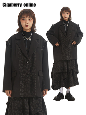 taobao agent Genuine design black suit flower-shaped, demi-season jacket, Japanese school skirt, trend of season, flowered