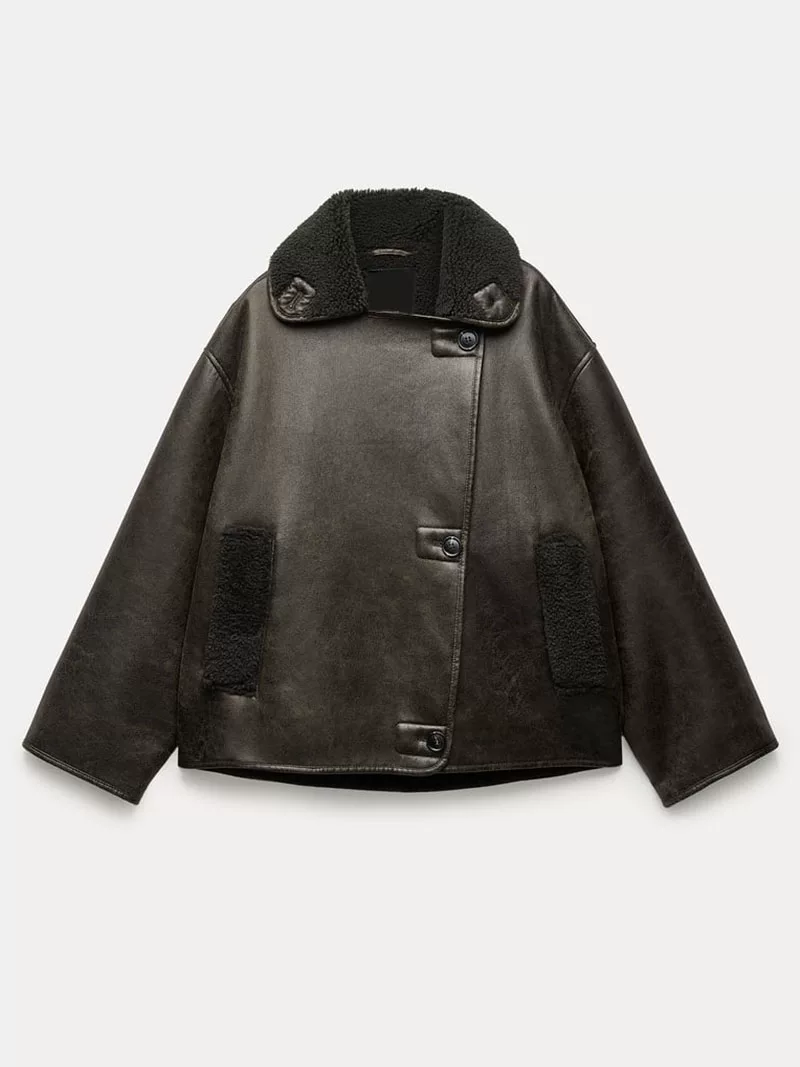 Пальто-одеяло демисезонное черное двустороннее пуховик Zara