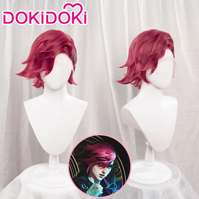 taobao agent Dokidoki spot Double City Battle, Weiqian lace cosplay wigs, rose red anti -short hair