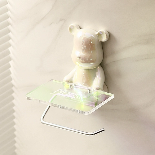Коробка для туалетной бумаги с изображением медведя, без дырокола, рулон туалетной бумаги, бумажная коробка, стеллаж для хранения унитаза, настенный подвес