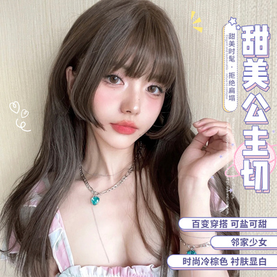 taobao agent A bite of a meow wig female daily princess cut net red lolita long straight hair naturally realistic jk full header wig