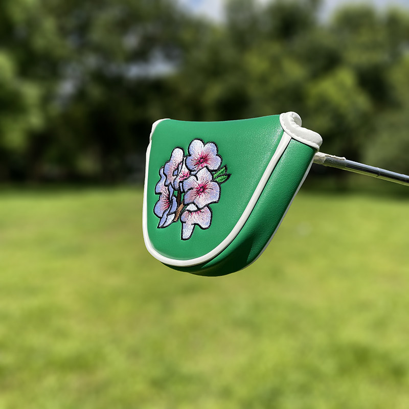 Green Flower Golf Club Cover Headcover Driver Fairway Wood Hybrid