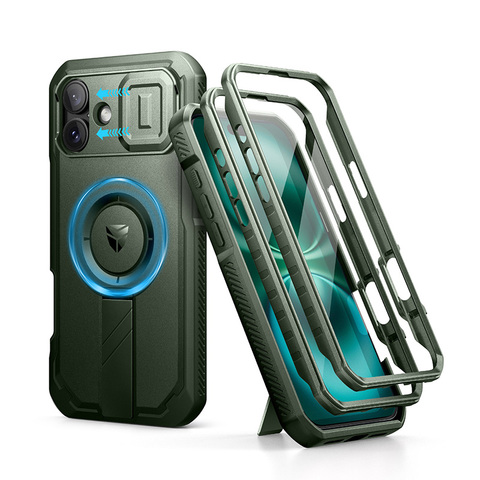 Dexnor Kickstand Camera Lens Protection Multifunctional 3 Layer Drop Resistant Heavy Duty 16, 16 Plus, 16 Pro, 16 Pro Max