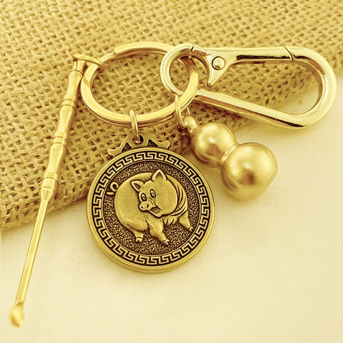 Латунная ухочистка, брелок, подвеска, ключи от машины, китайский гороскоп, креативный подарок