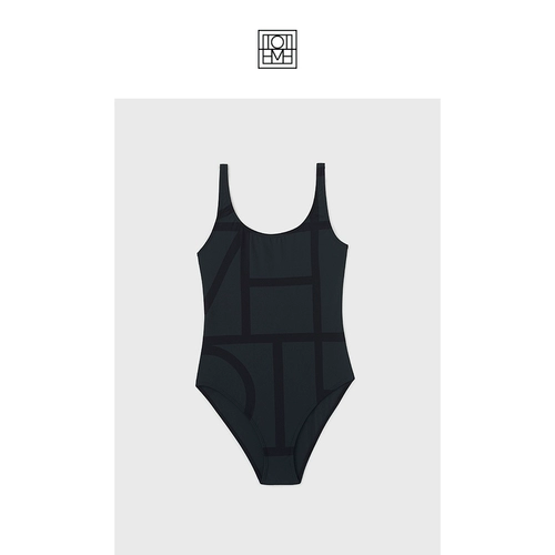 TOTEME Логотип женских черных букв, соединенный купальник