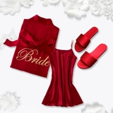 染沁 Красная пижама для невесты, шелковый банный халат, для подружки невесты, с вышивкой, делается под заказ
