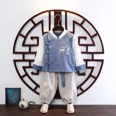 taobao agent Children's summer clothing, Hanfu, summer ethnic thin set for boys, Chinese style, ethnic style