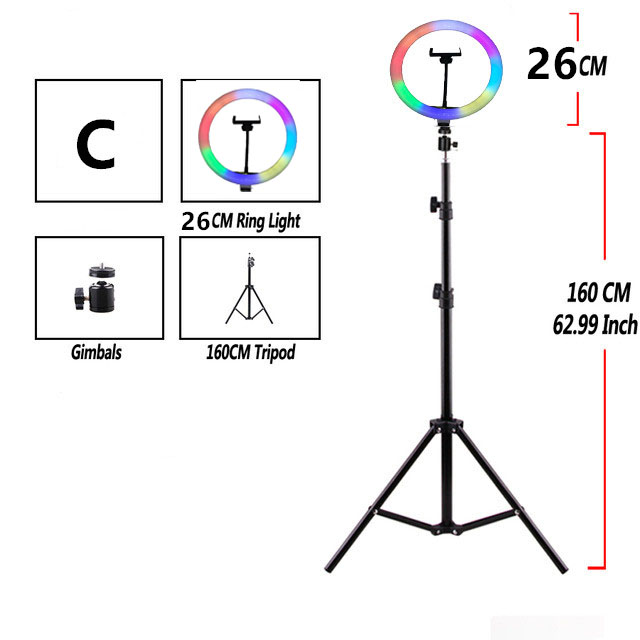 C10''   RGB   Ring   Lamp   With   Tripod   Aro   De   Luz   For   TikTok   Youtub