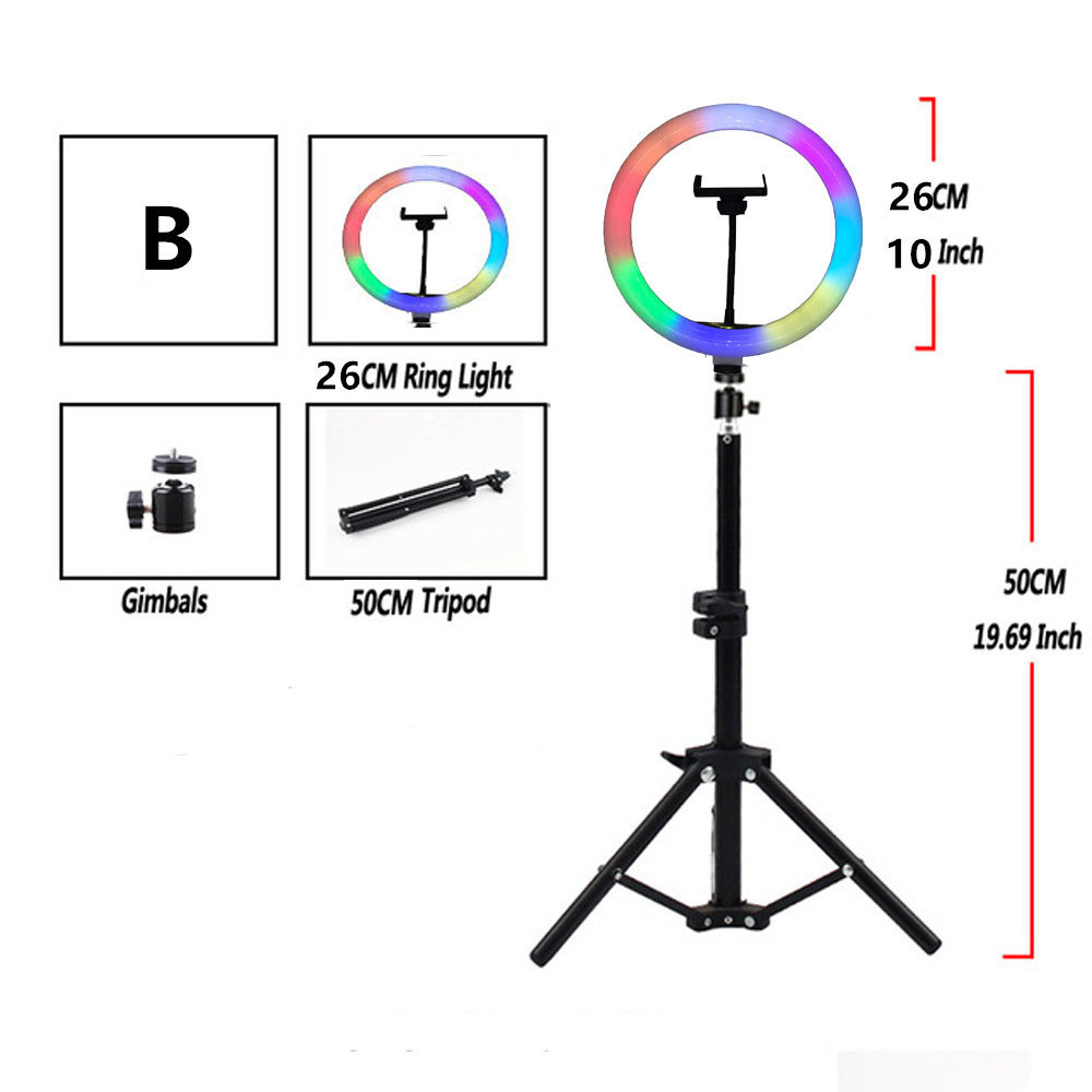 B10''   RGB   Ring   Lamp   With   Tripod   Aro   De   Luz   For   TikTok   Youtub