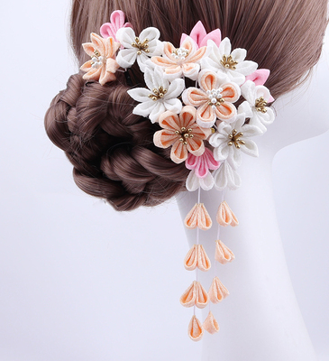 taobao agent Hair accessory with tassels, Japanese jewelry, bathrobe, flowered, Lolita style