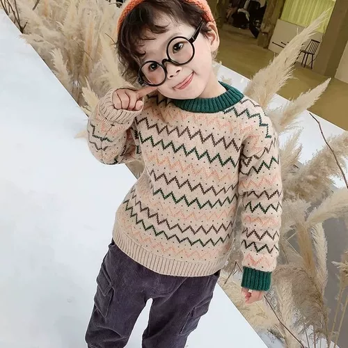 Трикотажный детский флисовый свитер подходит для мужчин и женщин для раннего возраста, в западном стиле, в корейском стиле, увеличенная толщина