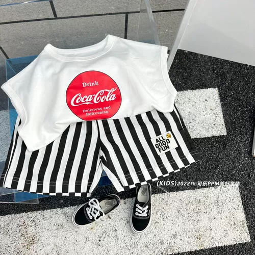 Хлопковая футболка для мальчиков, детский жилет без рукавов, детская одежда, в западном стиле