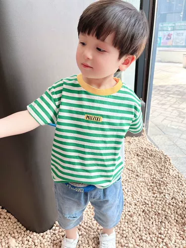 Мультяшная летняя детская футболка с коротким рукавом для мальчиков, круглый воротник