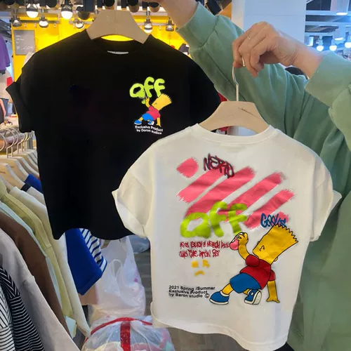 Tide, детская летняя хлопковая мультяшная футболка подходит для мужчин и женщин, в корейском стиле