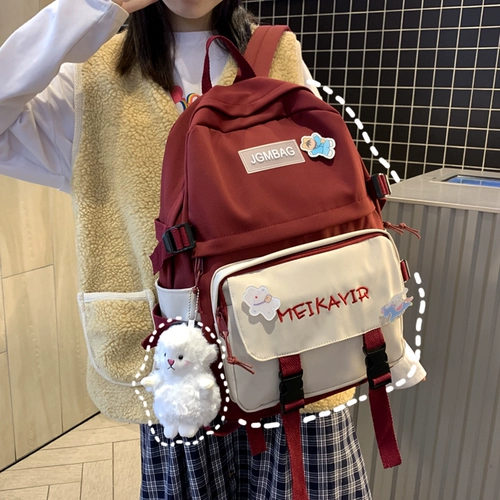Милый ранец, сумка через плечо, вместительный и большой брендовый рюкзак, для средней школы, в корейском стиле