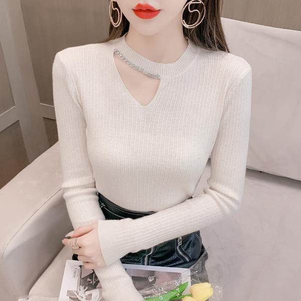 Приятный телу весенний осенний лонгслив, приталенный трикотажный свитер, в западном стиле