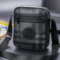 Shoulder bag men's crossbody bag men's small backpack vertical large capacity fashion business men's bag casual small plaid trend