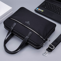 Portable briefcase men's business canvas shoulder bag men's large-capacity computer bag men's crossbody bag Oxford cloth waterproof