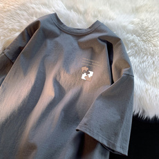 Футболка мужская 重磅纯棉短袖t恤男士港风潮流宽松百搭体恤ins休闲半袖情侣上衣服