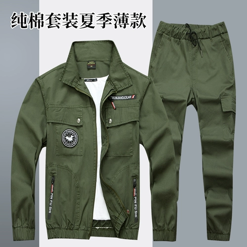 Износостойкая летняя одежда для работы, летний тонкий хлопковый лонгслив, камуфляжный комплект