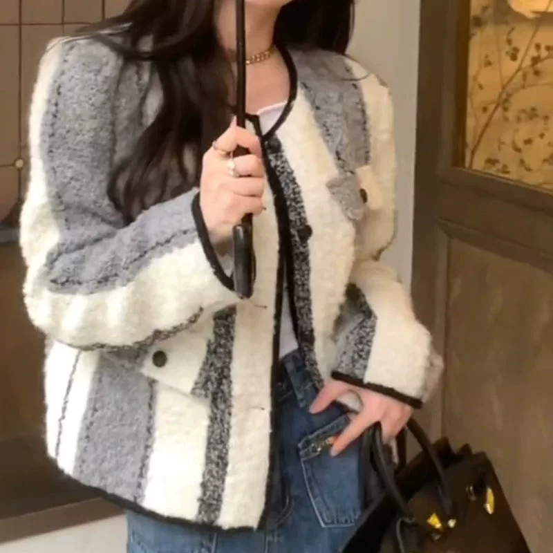 Осенняя куртка для отдыха, стиль Chanel, корейский стиль, оверсайз
