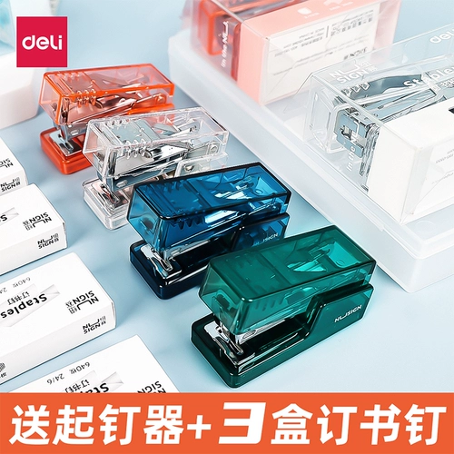 Машина для бронирования Deli Высоко -значение мини -маленькая переплетная книга Прозрачная цвет Студент использует машину для ногтей милая девочка -кармана для привязки к сердцу маленькая настройка ветра Машина Домашняя Дети с портативной маленькой моделью