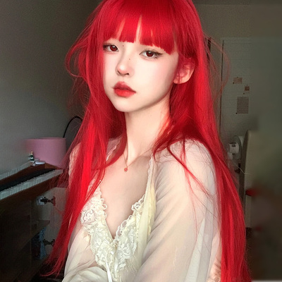 taobao agent Red breathable wig, Lolita style, city style