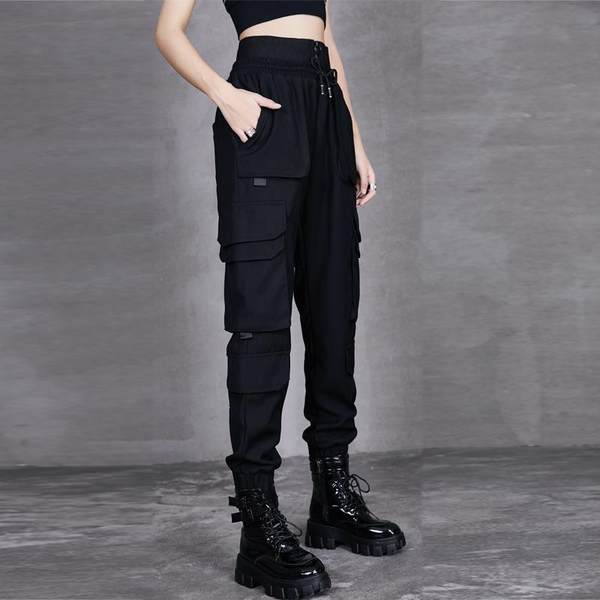 Штаны, осенние повседневные брюки, высокая талия, оверсайз, коллекция 2022, эластичная талия