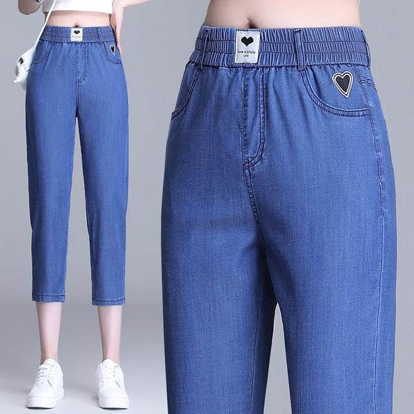 Летние джинсы, тонкие шелковые штаны для отдыха, оверсайз, по фигуре, облегающий крой