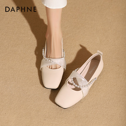 达芙妮粗跟高跟鞋女春夏气质通勤