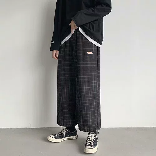 Осенние японские весенние летние штаны, на шнурках, свободный прямой крой