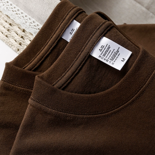 Коричневая хлопковая футболка для отдыха подходит для мужчин и женщин, короткий рукав