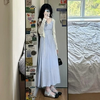 Предоставлено кардиганом+платьем [Set] [серия MIU/летняя одежда/расслабление/соленый свет, приготовленный/слегка толстый/мода/популярная красивая/корейская/мода/мода/холодный ветер/холодный ветер Высокий уровень.