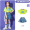 短袖：高腰椭圆绿T+牛仔短裙+彩虹袜+紫方巾