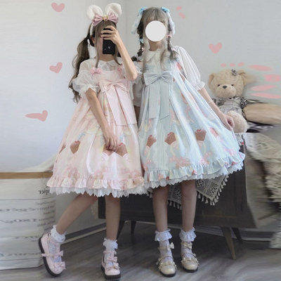 taobao agent Summer set, genuine fuchsia small princess costume, Lolita style