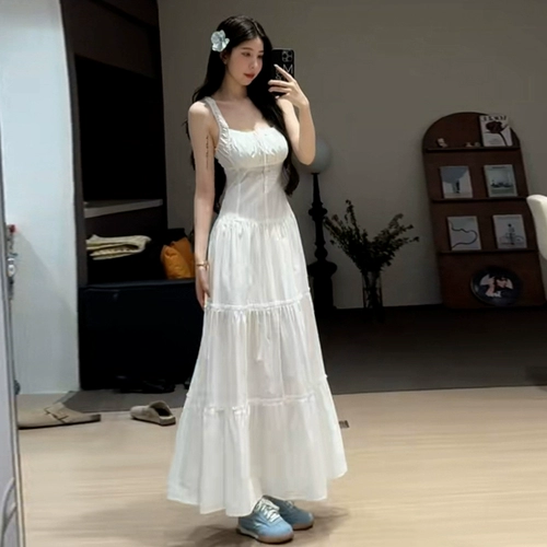 Майка, летнее платье, длинная юбка, французский стиль