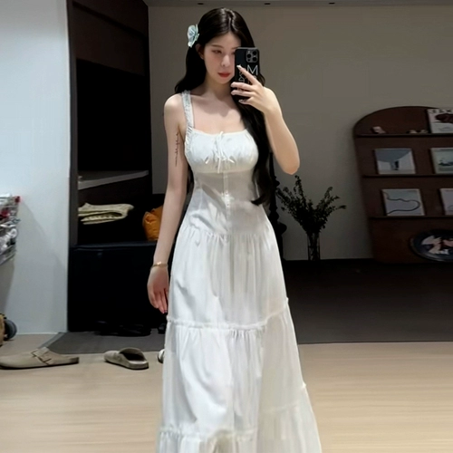 Майка, летнее платье, длинная юбка, французский стиль