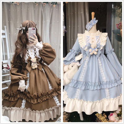 taobao agent Genuine long cute dress, Lolita style, Lolita OP, long sleeve, autumn