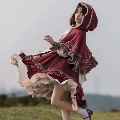 taobao agent Little Red Riding Hood, genuine dress, retro summer set, Lolita style