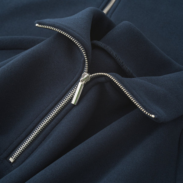 Синий цветной флисовый свитшот с молнией, осеннее термобелье, оверсайз