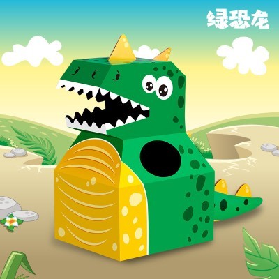 taobao agent Dinosaur carton wears toy paper fun Meng wear children's handmade assembly DIY parent -child game animal carton
