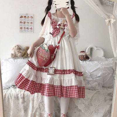 taobao agent Lolita skirt, Gellyli rural style, fungus, butterfly, lace, wrinkle soft girl suspender dress